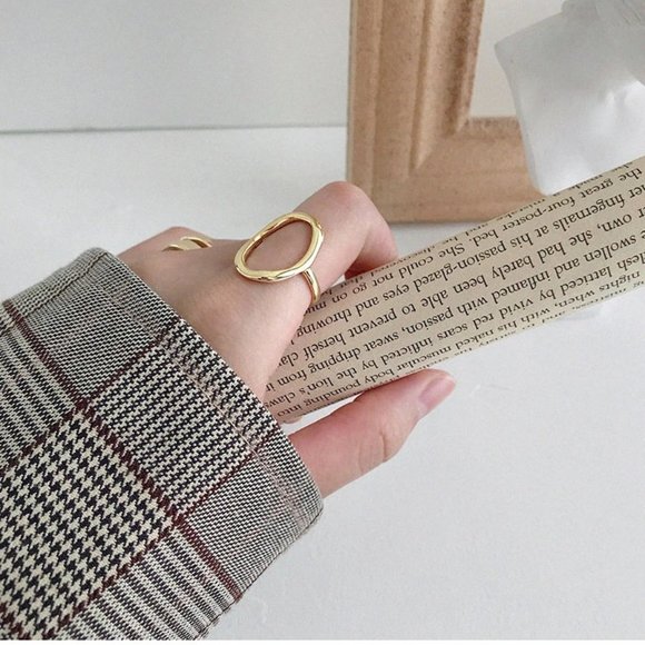 NEW Gold/Sterling Silver Circle Adjustable Ring - Picture 3 of 7